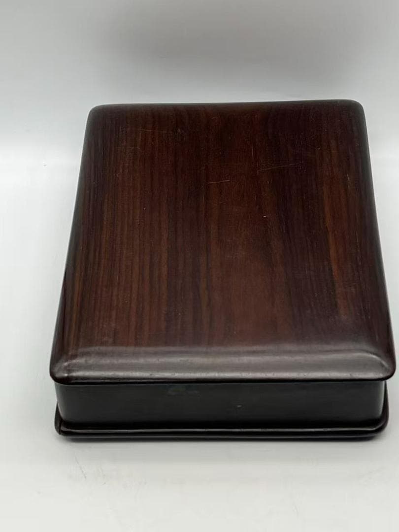 明時代　古端渓硯　浮雕螭龍文 双龍戲珠文　水坑紫端硯 元硯箱 極上品(B-89)