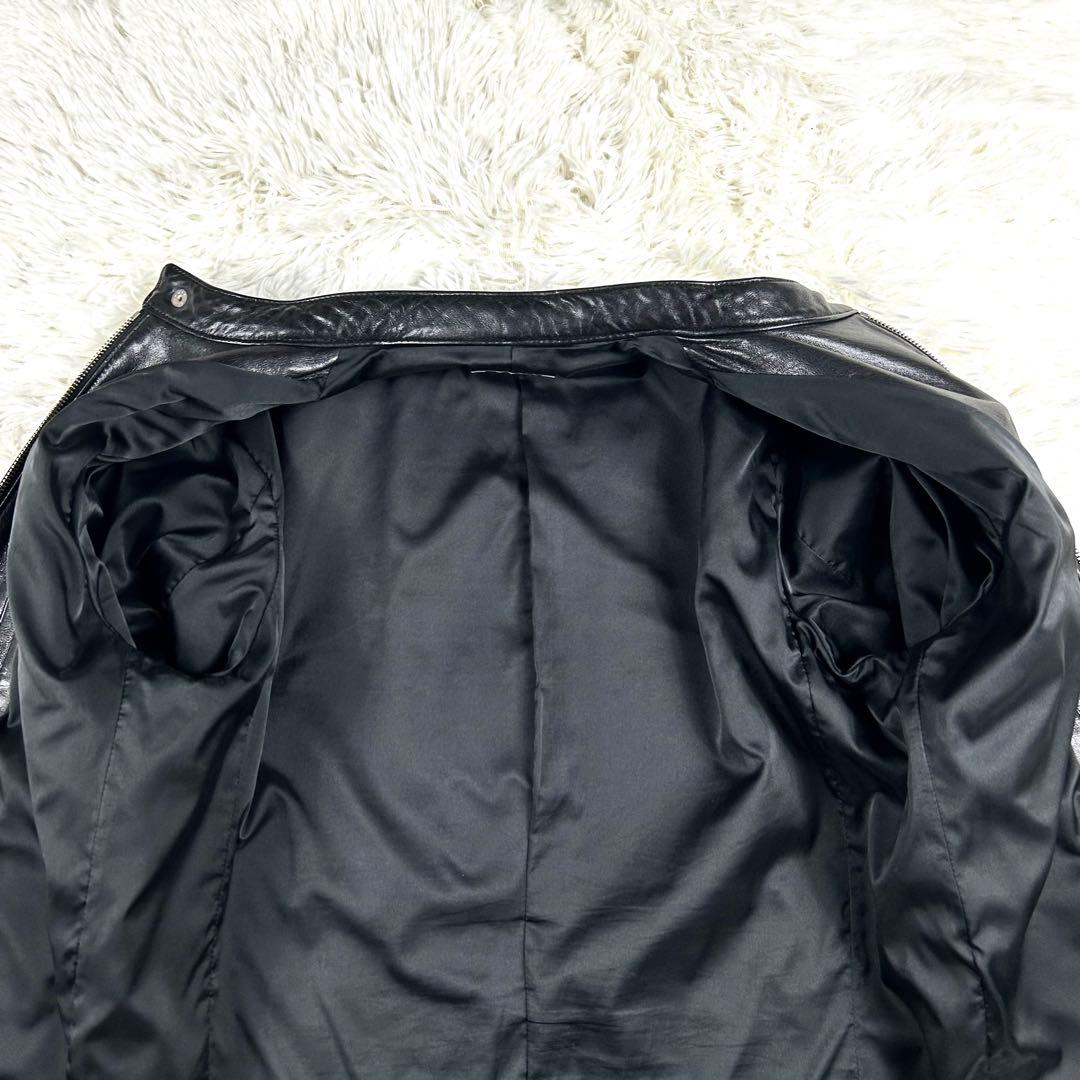 極美品 ✨ ナノユニバース シングルライダースジャケット XL 黒 羊革 秋冬