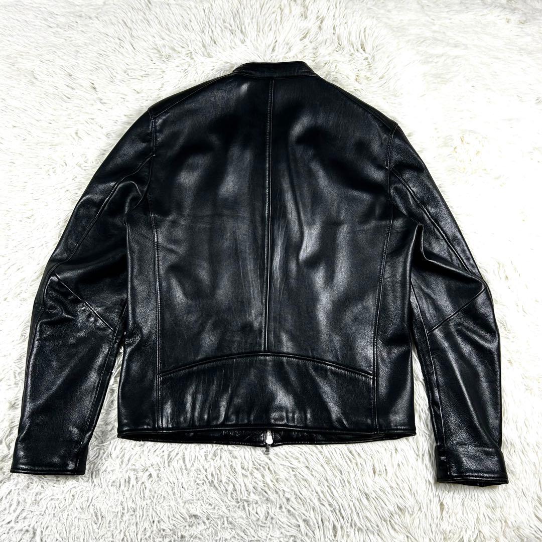 極美品 ✨ ナノユニバース シングルライダースジャケット XL 黒 羊革 秋冬