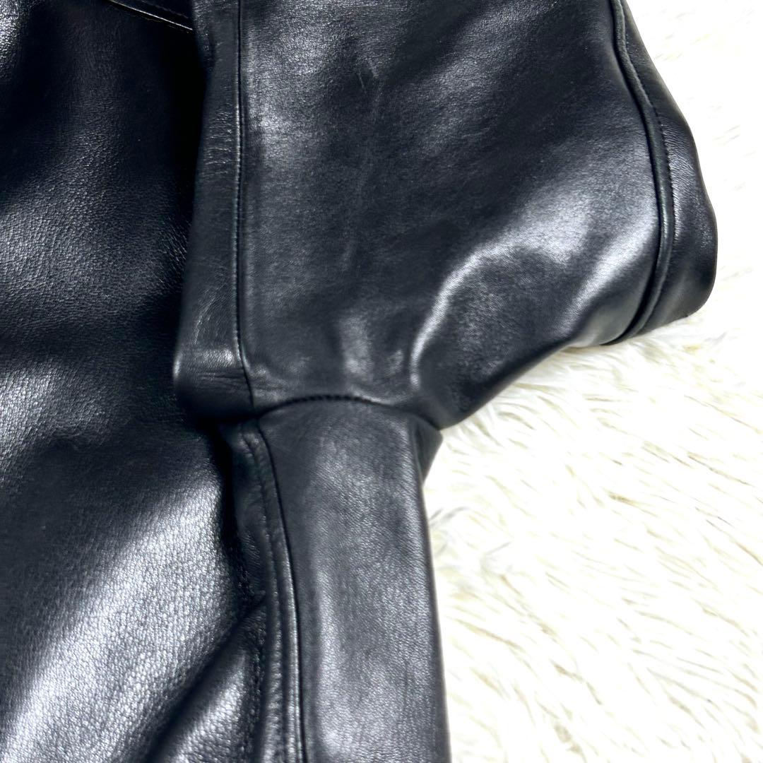 極美品 ✨ ナノユニバース シングルライダースジャケット XL 黒 羊革 秋冬