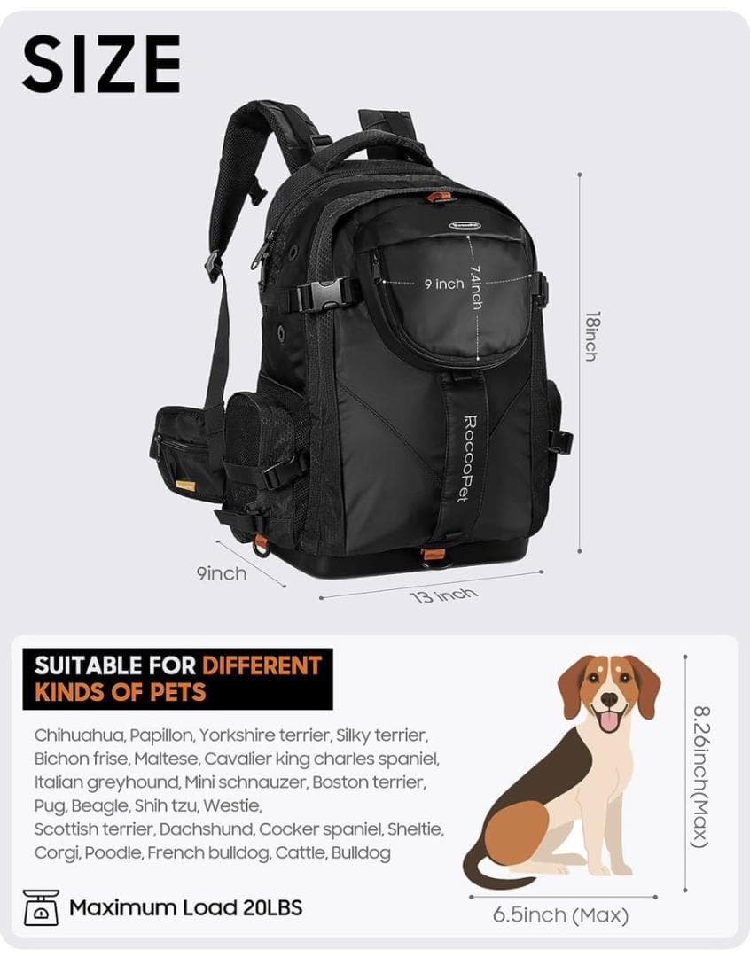 Rie 犬用 リュック バッグ ドッグキャリア バックパック