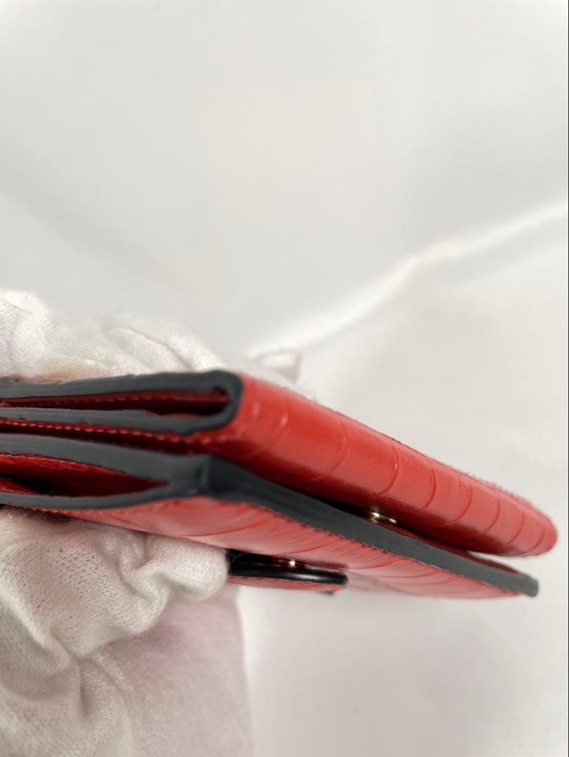 未使用に近い SMYTHSON スマイソン 三つ折り財布 クロコ型押し 箱付き