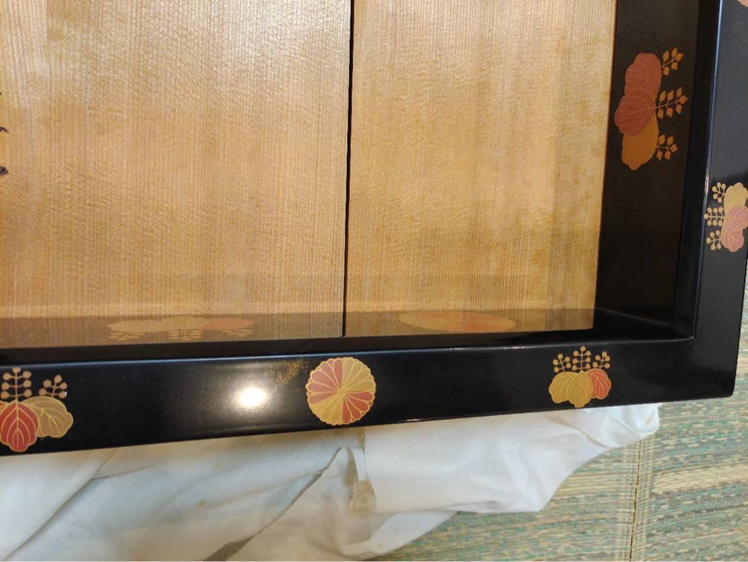 茶道具 炉縁 真塗 蒔絵師友斎作　高台寺蒔絵　共箱　真塗り　古美術品