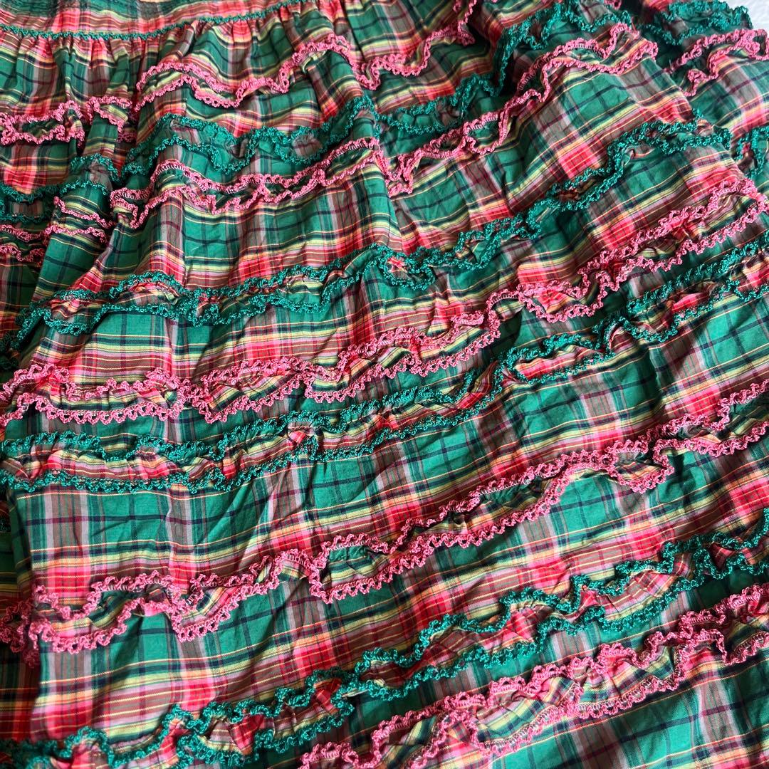 ピンクハウス　オリジナルタータンチェックスカート　フリル　スカート