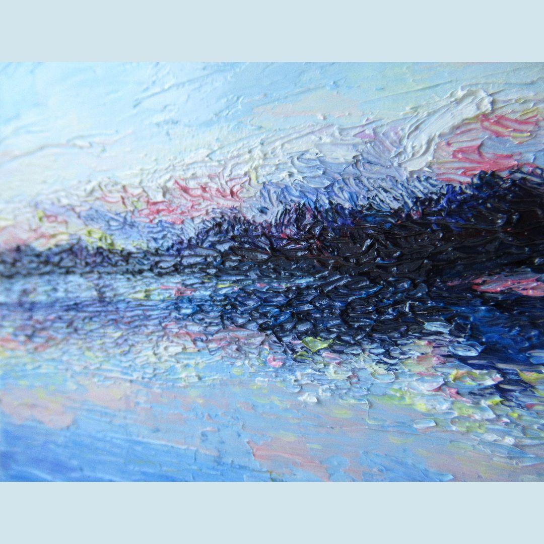 ［匿名で配送］一点もの 日没 夕暮れ 油絵 油彩 絵