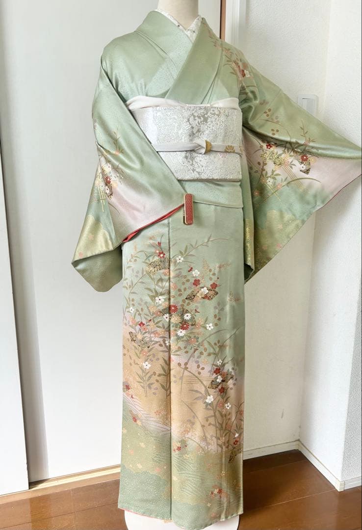 美品　一部しつけ糸付き　正絹訪問着　フルセット4点　入学式　七五三　お宮参り