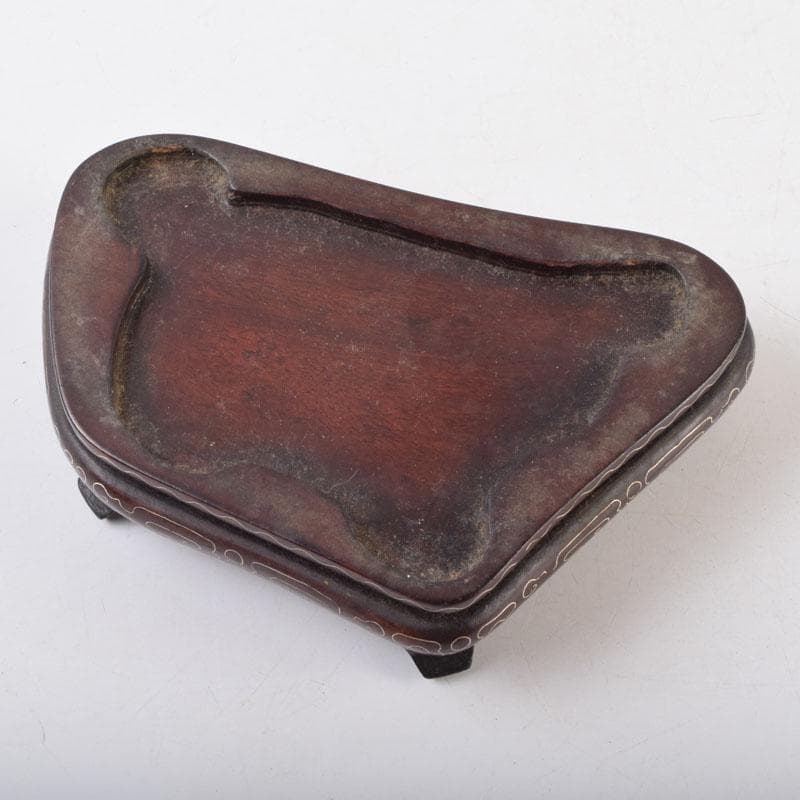 中国　玉石孔雀石マラカイト彫刻　神獣　置物　約896g　唐木台付　V　9009