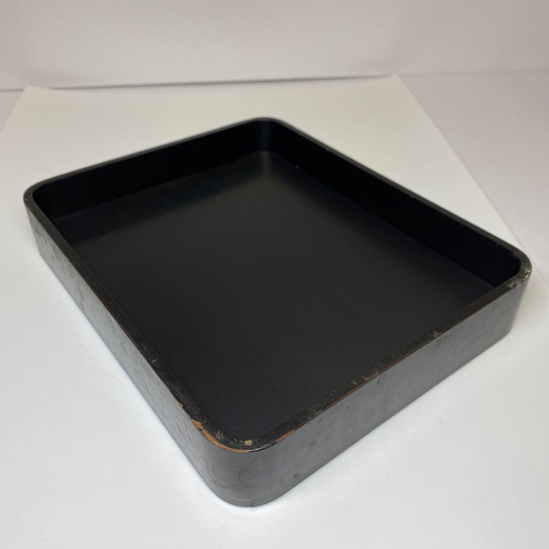 時代 本相黒 硯箱 22.5×18.5×4.5cm 東キ7-1129☆2Fトコチ