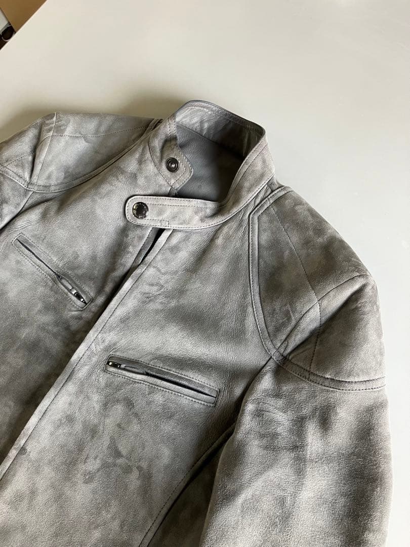 値下げTOMFORD トムフォード　スエードシングルライダース　グレー　44