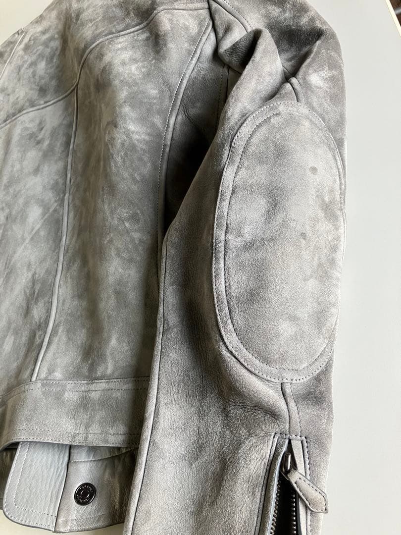 値下げTOMFORD トムフォード　スエードシングルライダース　グレー　44