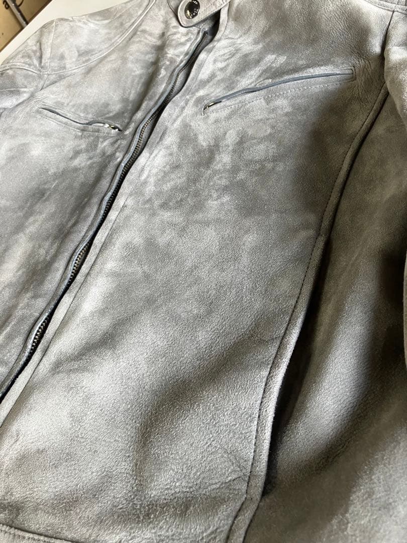 値下げTOMFORD トムフォード　スエードシングルライダース　グレー　44