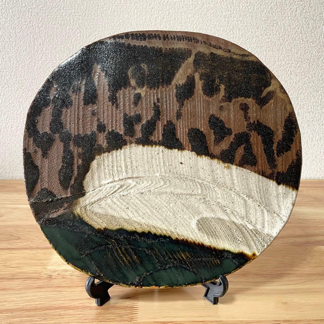 田村耕一 在印 陶板 鉄絵 人間国宝 益子焼 笠間焼 飾り皿