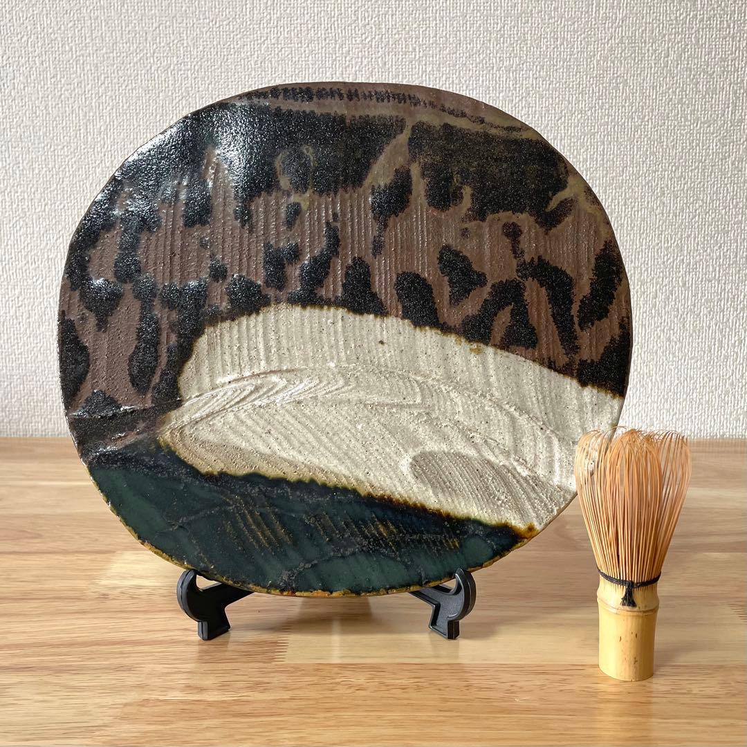 田村耕一 在印 陶板 鉄絵 人間国宝 益子焼 笠間焼 飾り皿