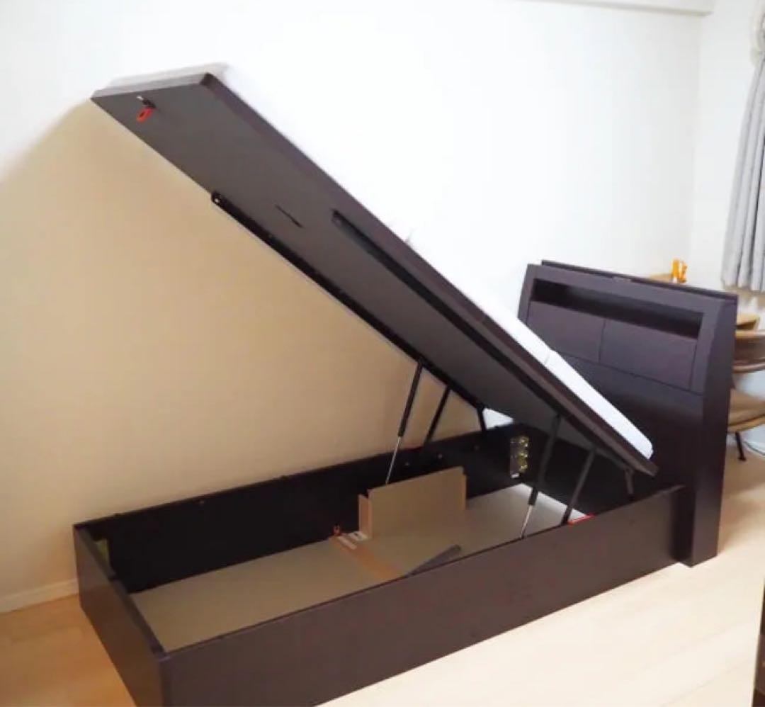 美品送料込！ニトリ 深型 跳ねあ上げ式宮付きベッドフレーム シングル 2/14