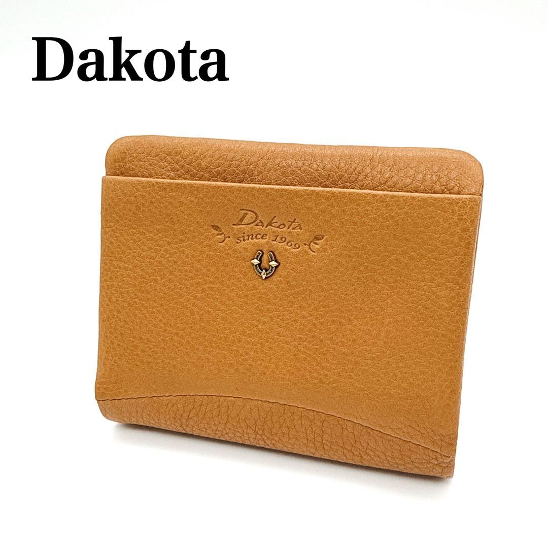 【美品】Dakota 二つ折り財布 コンパクト 本革 馬蹄 L字ファスナー