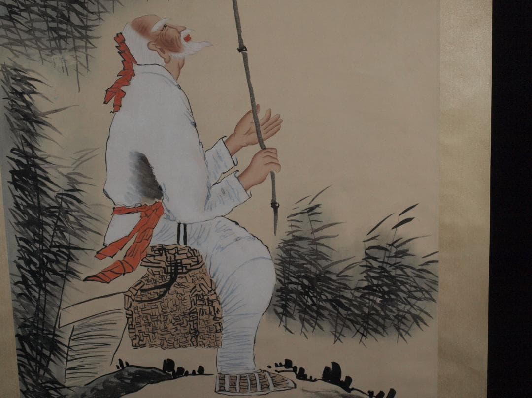 民間仕入れ品任伯年作　仙人図　肉筆絵骨董品　掛け軸 AK2174A9-2