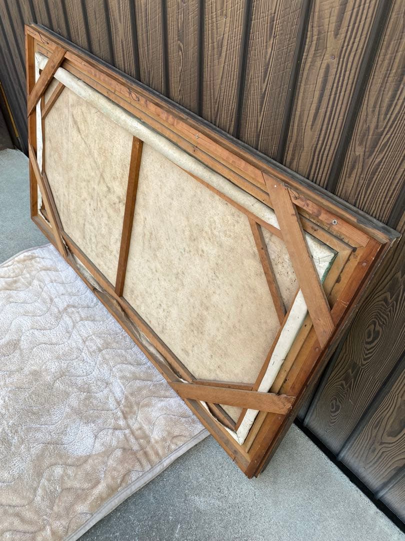 風景画　油彩　木製フレーム付　山水画　特大　大判　アンティーク　絵画