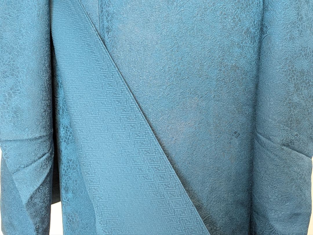 振袖フルセット 身丈152裄64 色無地振袖 青藍色 地紋 やまと誂え 成人式