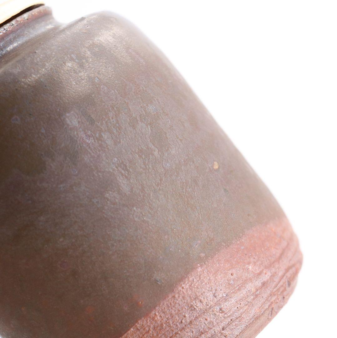 市野克明作 丹波焼 肩衝茶入 段七宝仕覆 茶道具 共箱　V913