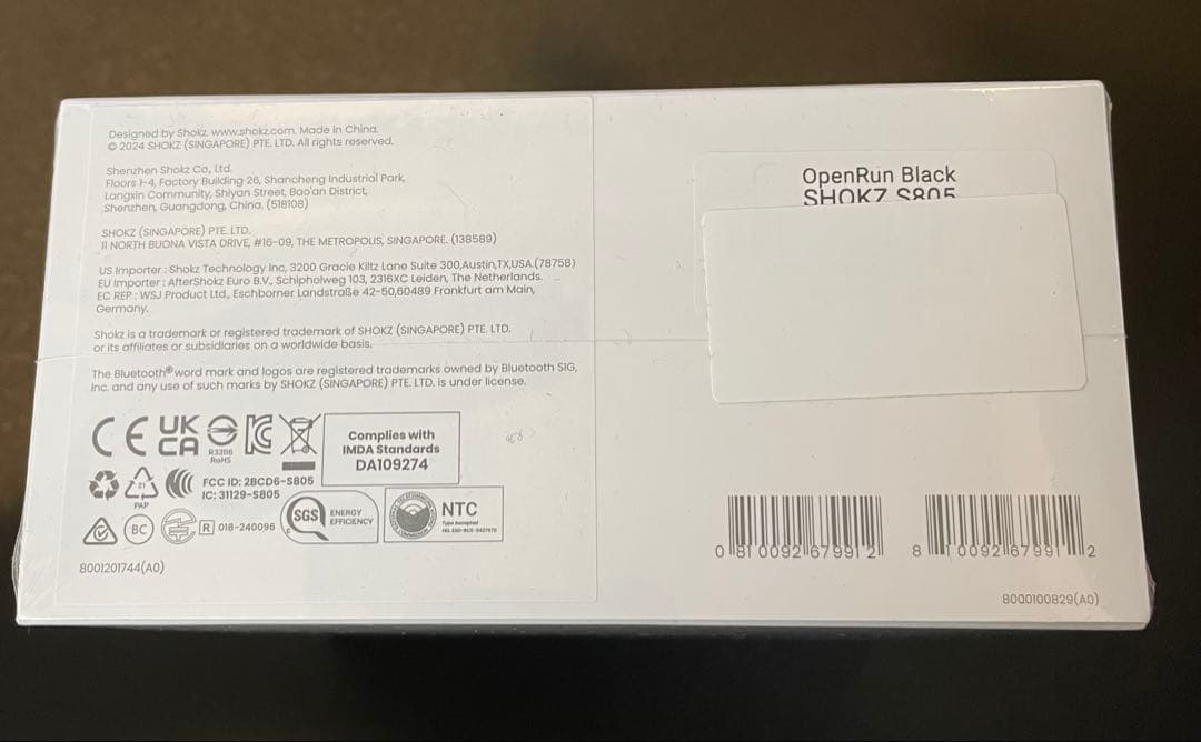 SHOKZ OpenRun 骨伝導イヤフォン ブラック