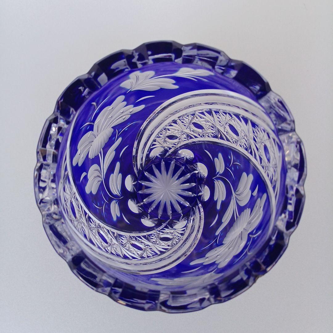 アルンシュタットクリスタル　切子花瓶　ドイツ製　コバルトブルー