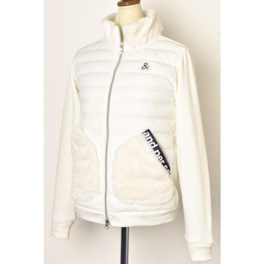 【美品】and per se 中綿切替ブルゾン L 白 防寒 ゴルフ 現行