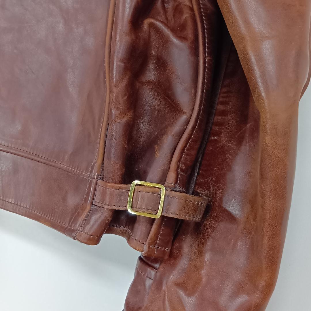 エアロレザー/レザージャケット/ハーフベルト/ブルゾン/ライダース/襟ボア/馬革