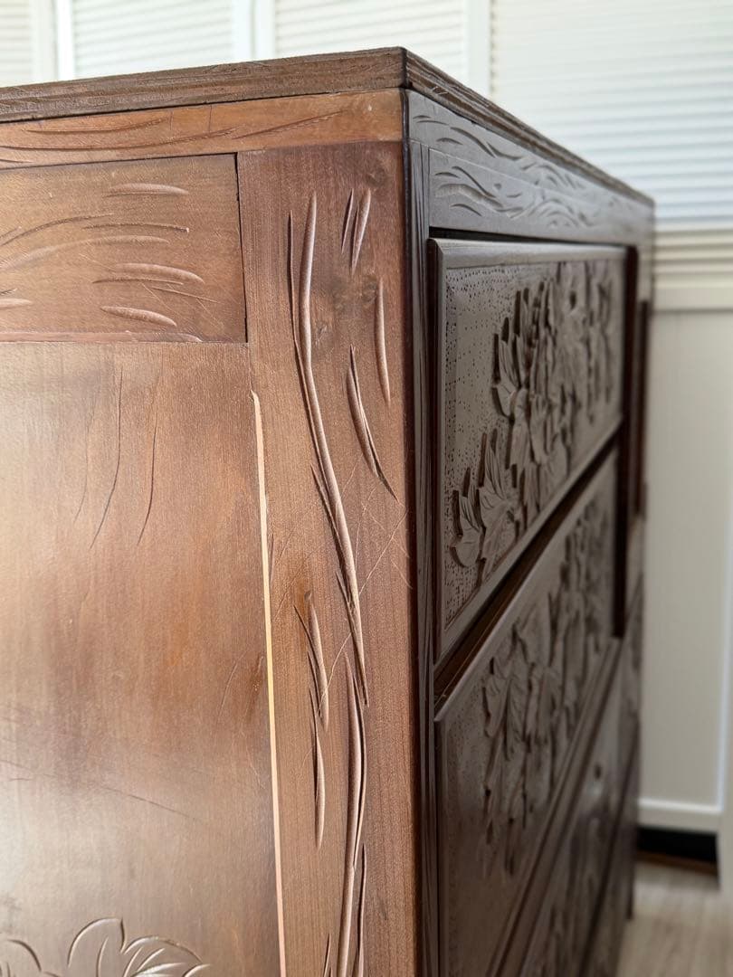 最終値下げ! 伝統工芸品 軽井沢彫 サイドボード アンティーク リメイク