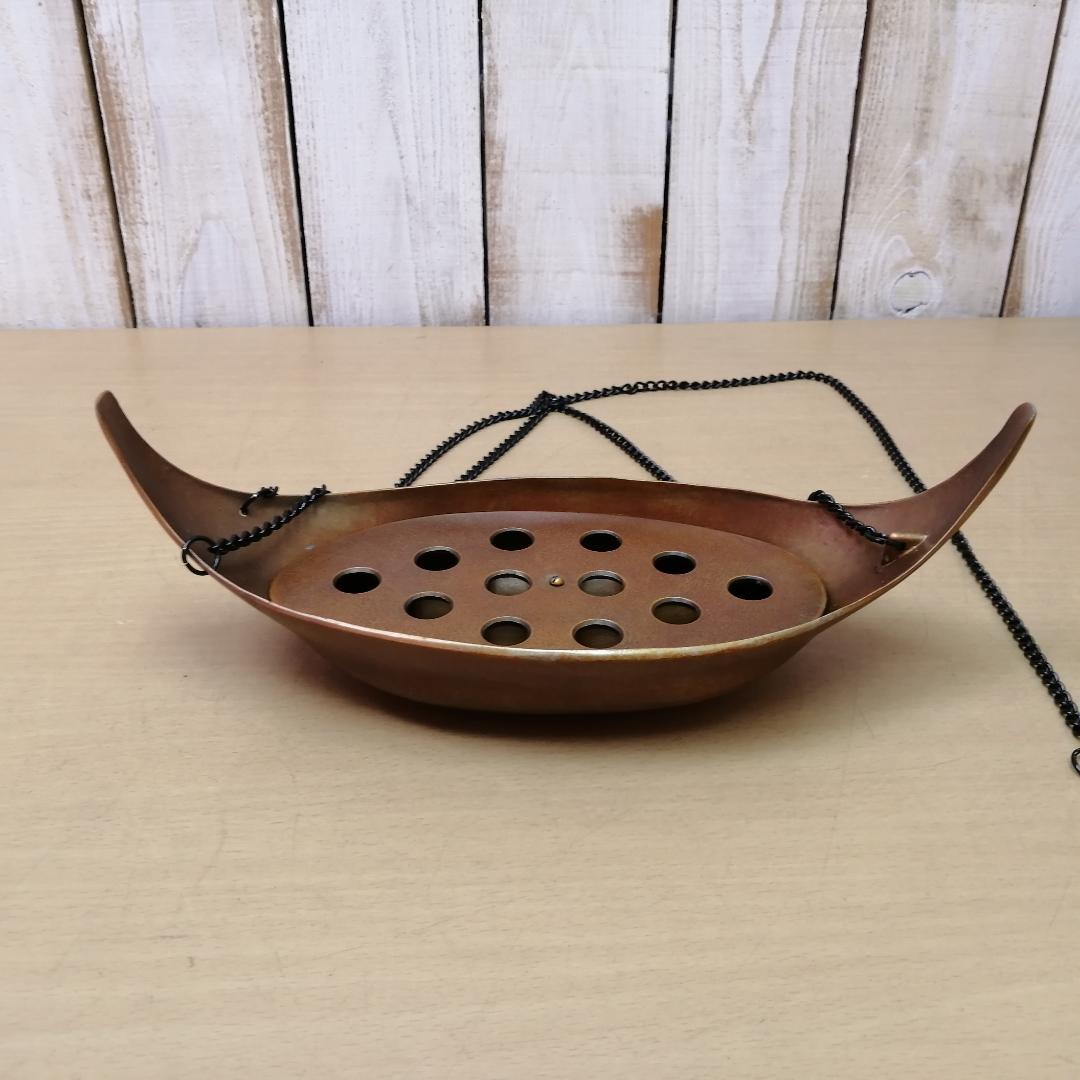 金谷浄雲 唐銅 吊船花入 共箱入り 華道具 茶道具 銅製 煎茶道具 花生け 花器