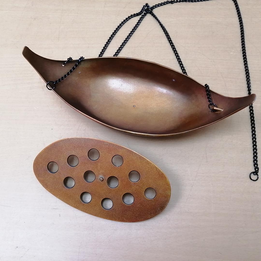 金谷浄雲 唐銅 吊船花入 共箱入り 華道具 茶道具 銅製 煎茶道具 花生け 花器