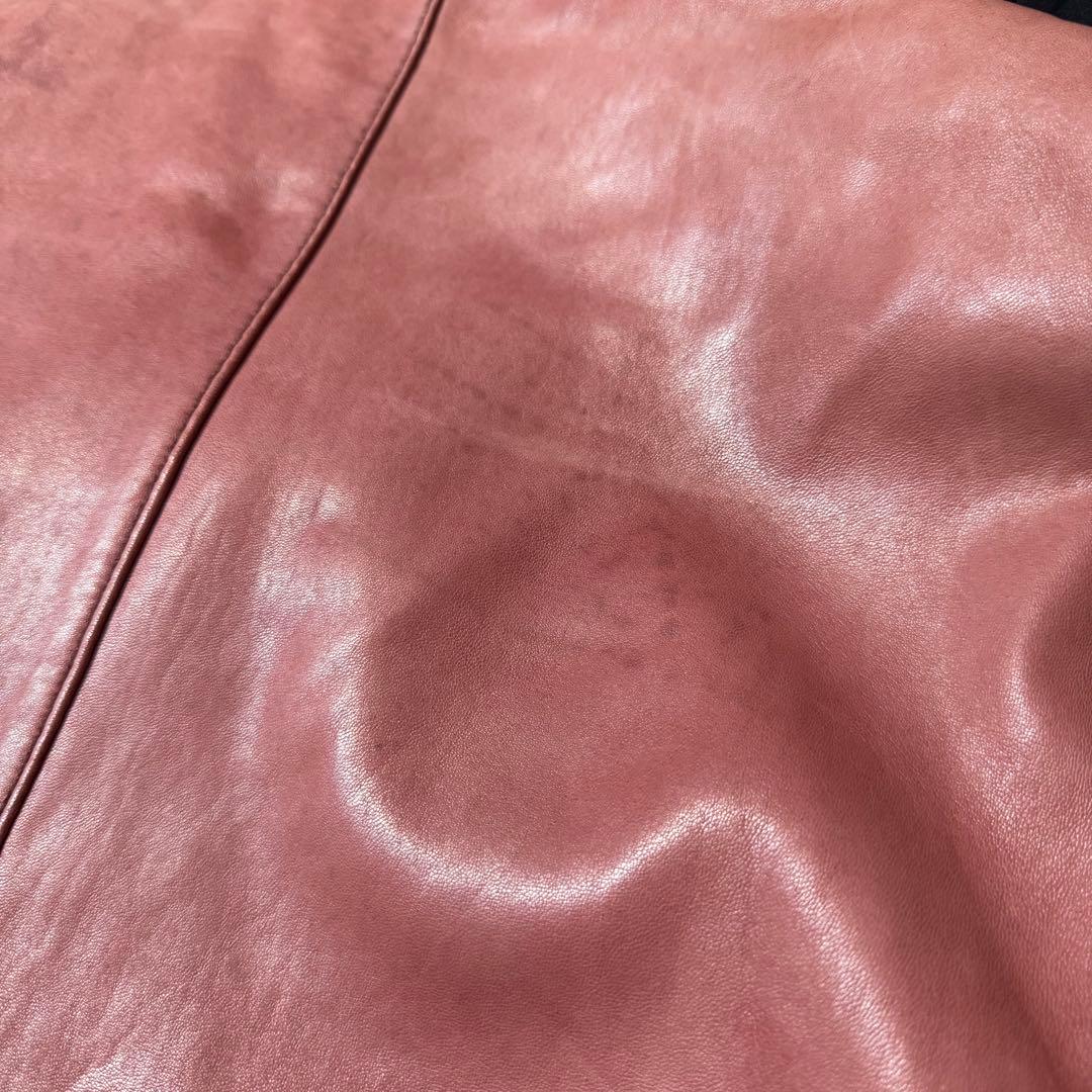 【希少】コレクティブ　ラムレザー　シングルライダース　ジャケット　レッド