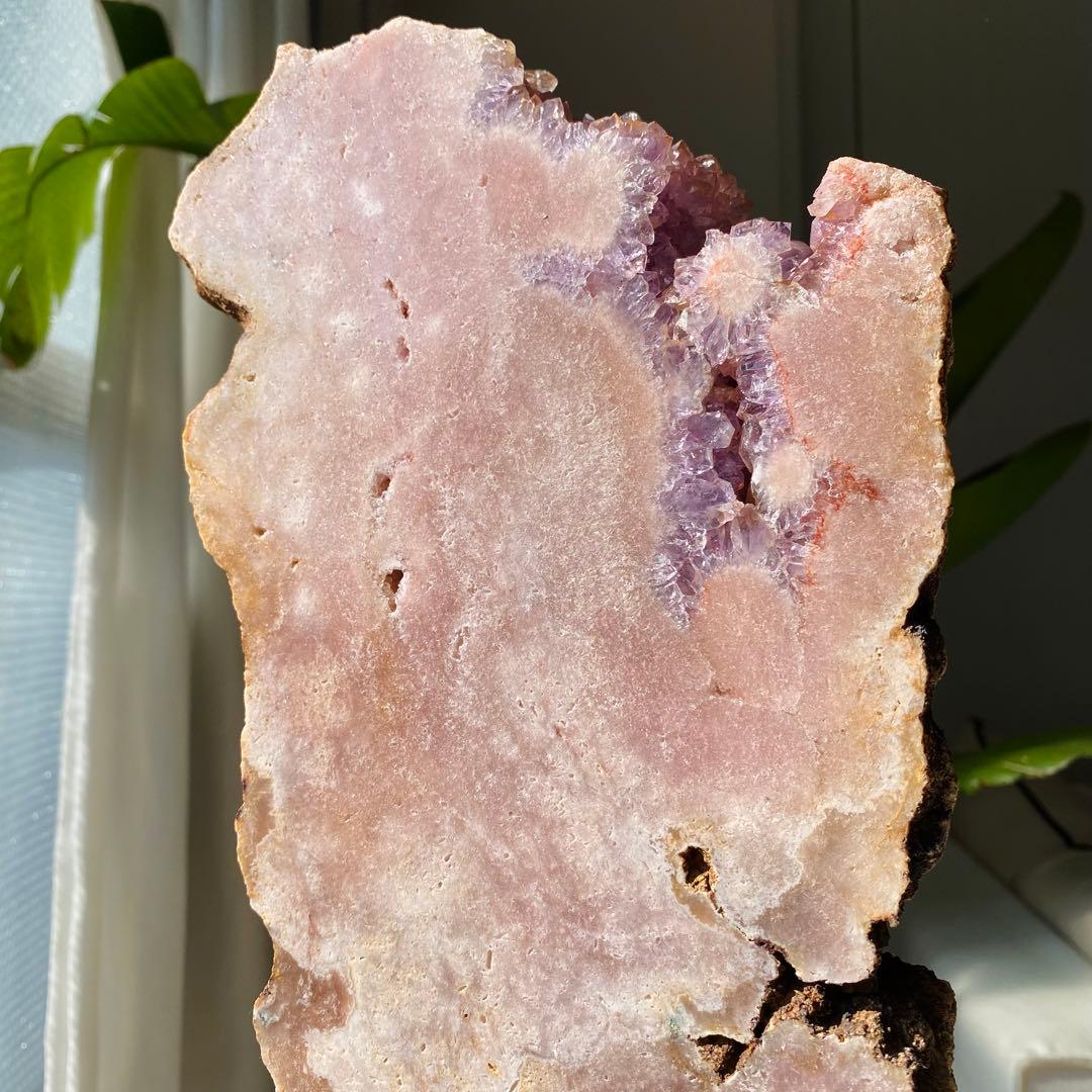 ★★★破格特価【 特大 ピンクアメジスト 原石 スラブ 約3.6kg スタンド