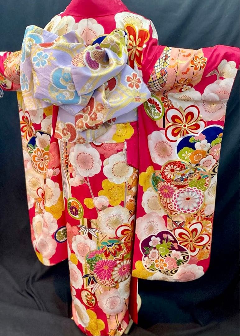 格安　安心の20点全て揃った ワンランク上の正絹振袖フルセット　金彩　刺繍