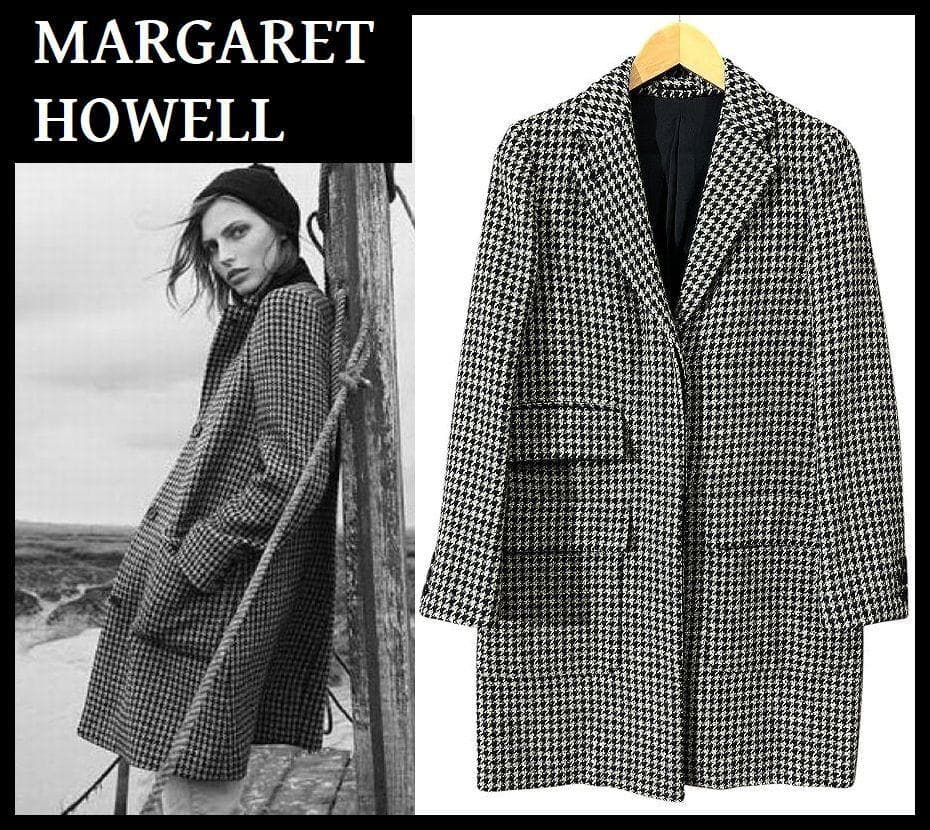 定価99360円 マーガレットハウエル 千鳥柄 ツイード チェスター コート S