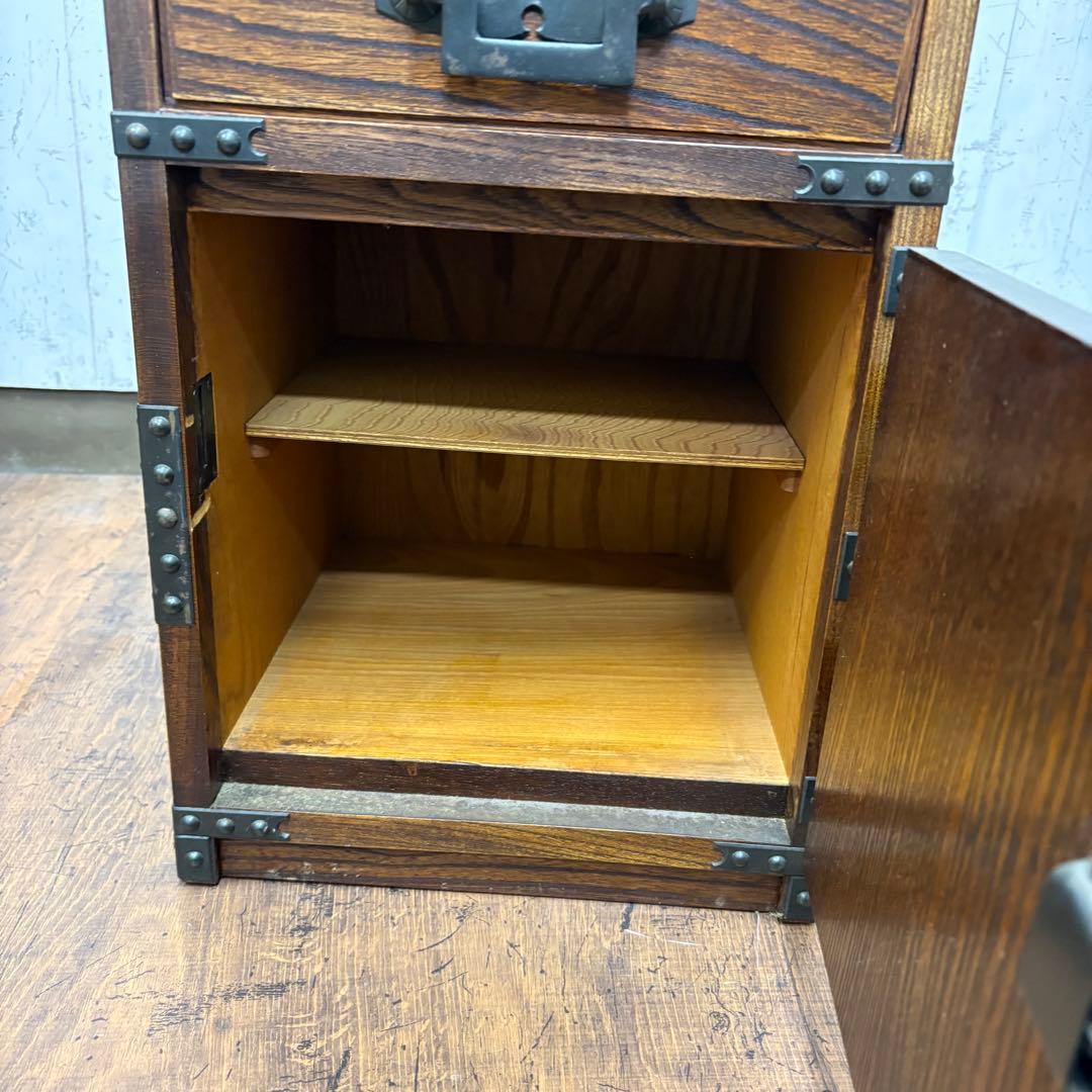 アンティーク 古道具 木製 船箪笥 銭箱 銭函 薬箱 ビンテージ 鍵付き 古家具