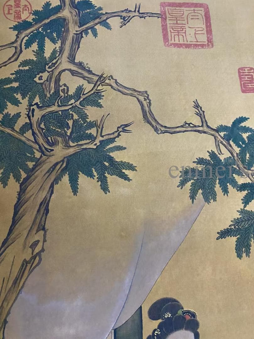 中国古美術 明代 仇英款 仕女人物画 掛軸 絹布 唐物 水彩画 名家書画 肉筆