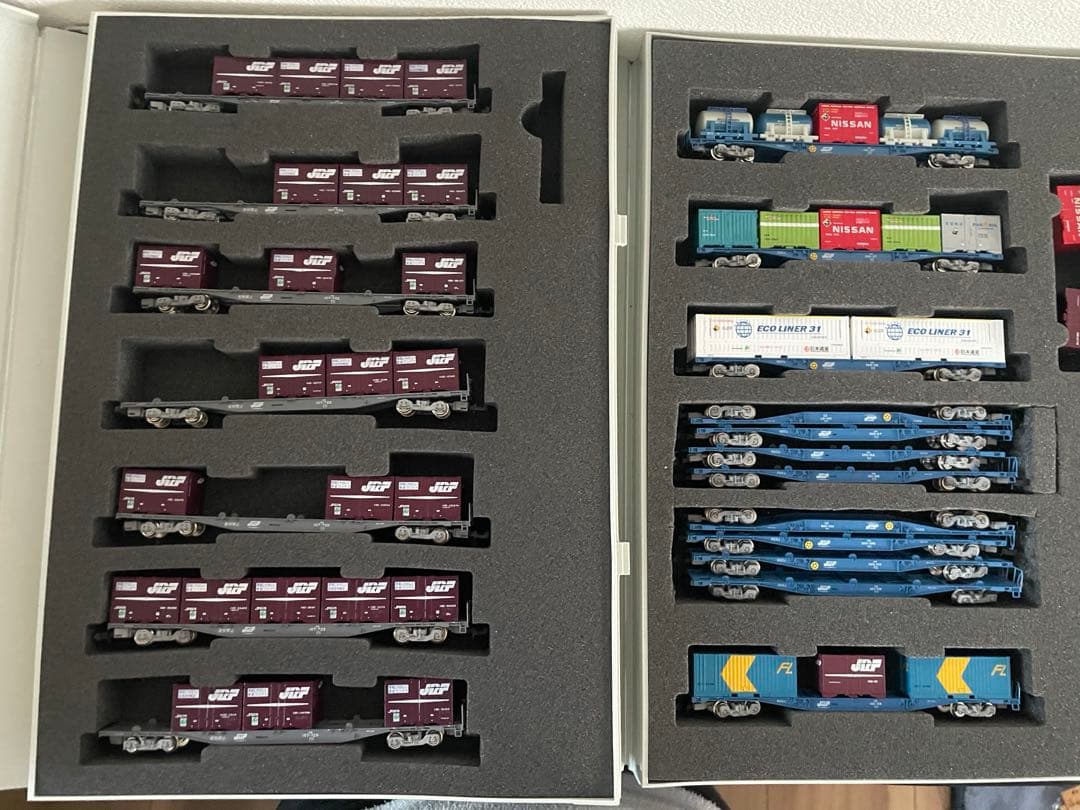 【手摺壊れ修復済】Nゲージ　コキ100、101、107 19両　コンテナまとめ