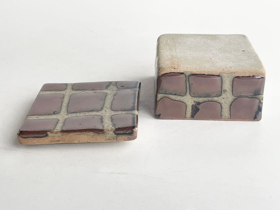 人間国宝　陶芸家　濱田庄司　浜田庄司　合子　盒子　柿釉　共箱　益子　民藝