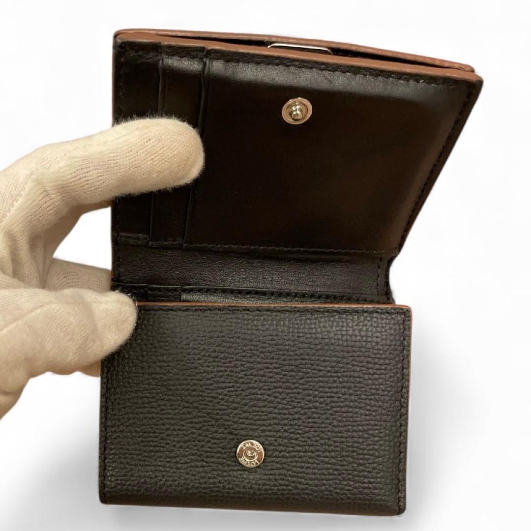 【極美品】LOEWE アナグラム トライフォールド 三つ折り財布 ブラック 黒