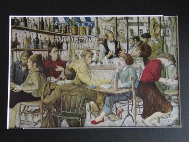 藤田嗣治、【L'Interieur du Cafe】、希少な額装用画集より、厳選