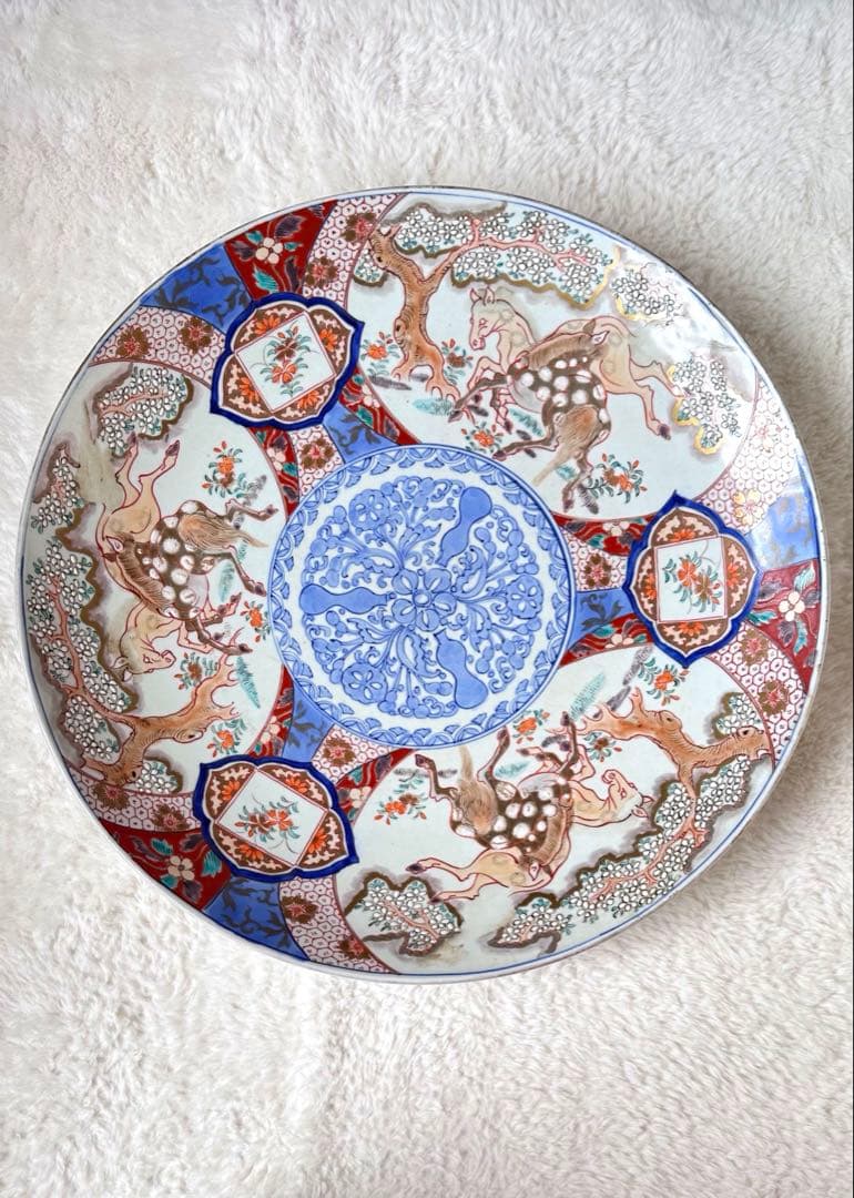 古伊万里　馬と瓢箪図　大皿　約46cm