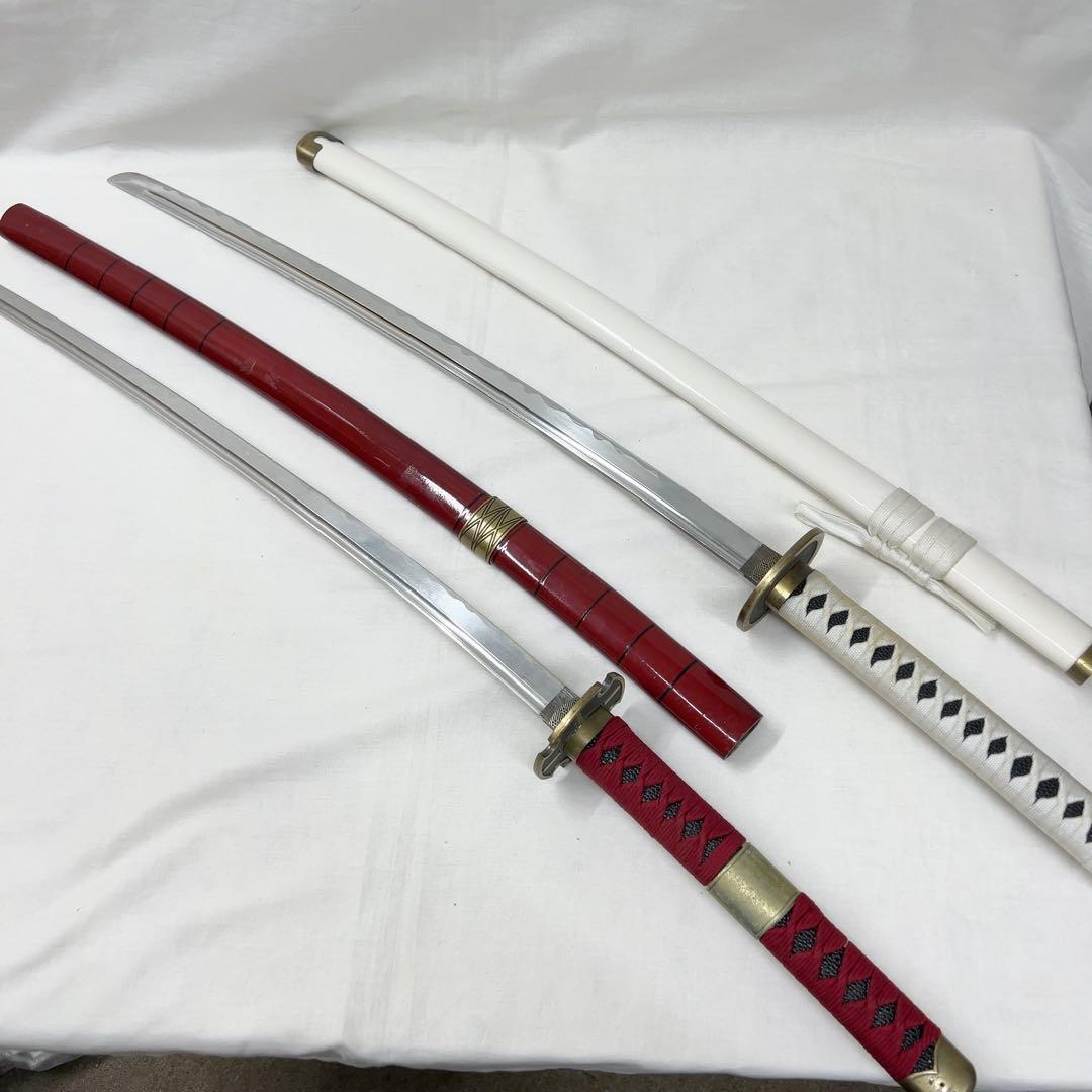 舞台刀 模造刀 2本セット 赤鞘 白鞘 紅白 樋入り