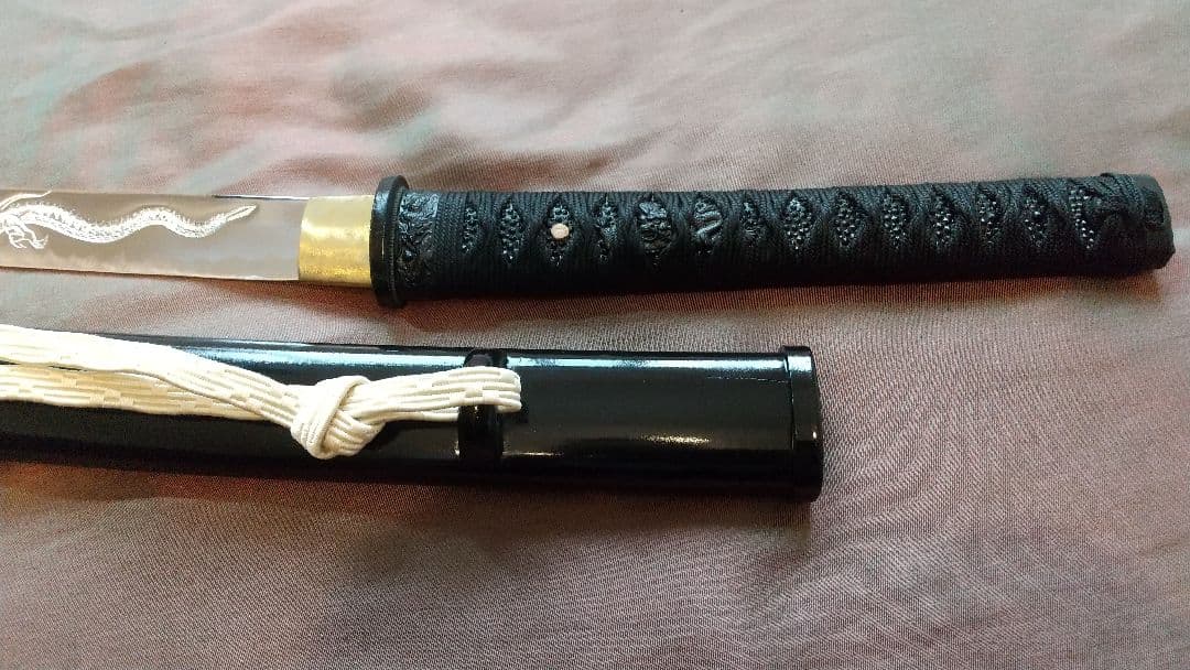 【龍彫り尖り互の目刃紋】模造刀 舞踊 模擬刀 拵え 喰出し鍔 刀剣 日本刀 刀