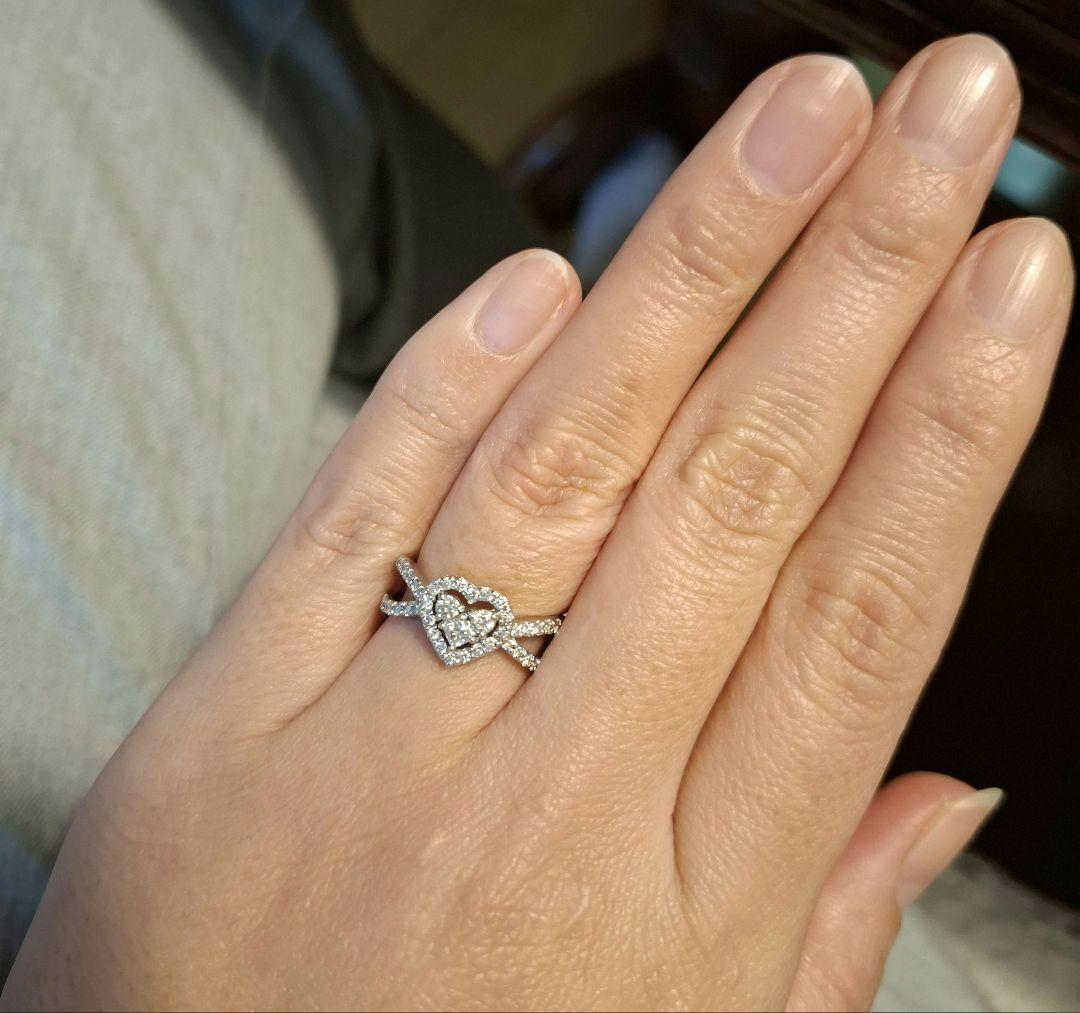 【Min様】K18WG 0.54ct 12号 ハートモチーフ ダイヤモンドリング