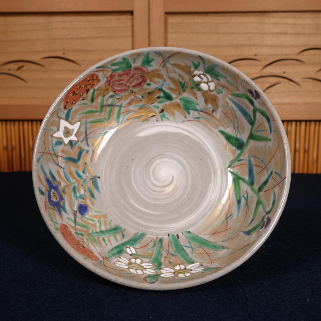 尾形乾山写 京焼名工 馬場京泉 色絵金彩 高台皿 8客