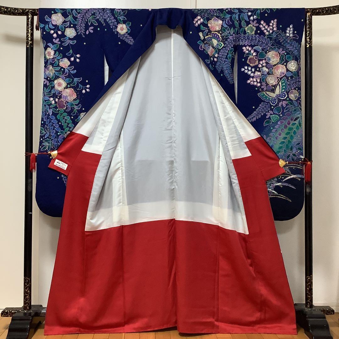 【彦兵衛mini】やまと謹製！正絹振袖・長襦袢セット〜群青色地に辻ヶ花柄〜