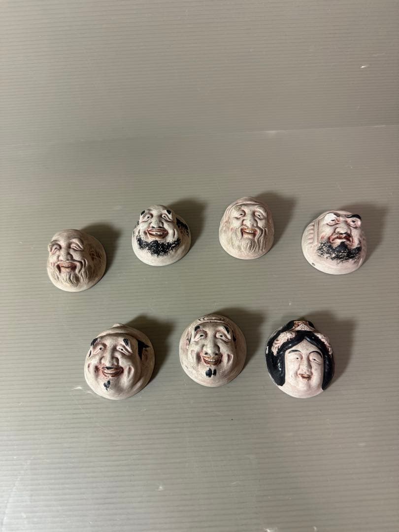 2937 七福神　猪口　7客　時代物