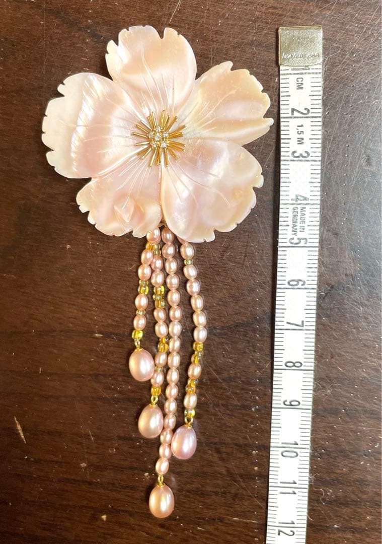 ブローチ  兼用  淡水パールとシェルのネックレス