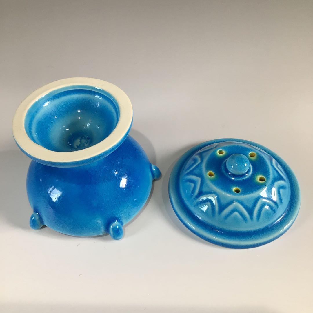 Ｐ４４２　七種蓋置　『鳴滝窯　橋本城岳造』『交趾釉』　共箱　茶道具