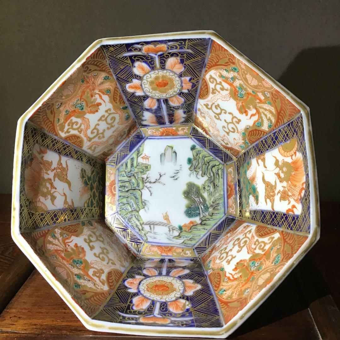 古伊万里　錦手　角鉢　極彩　献上